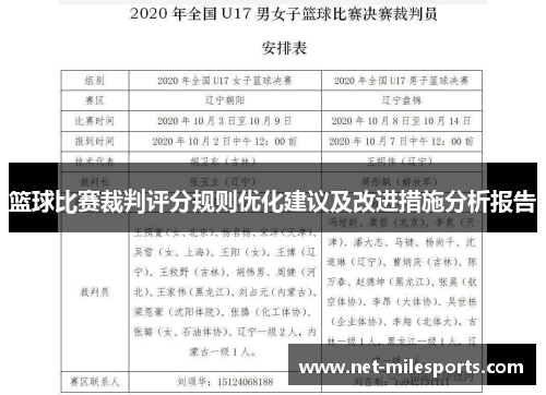 篮球比赛裁判评分规则优化建议及改进措施分析报告